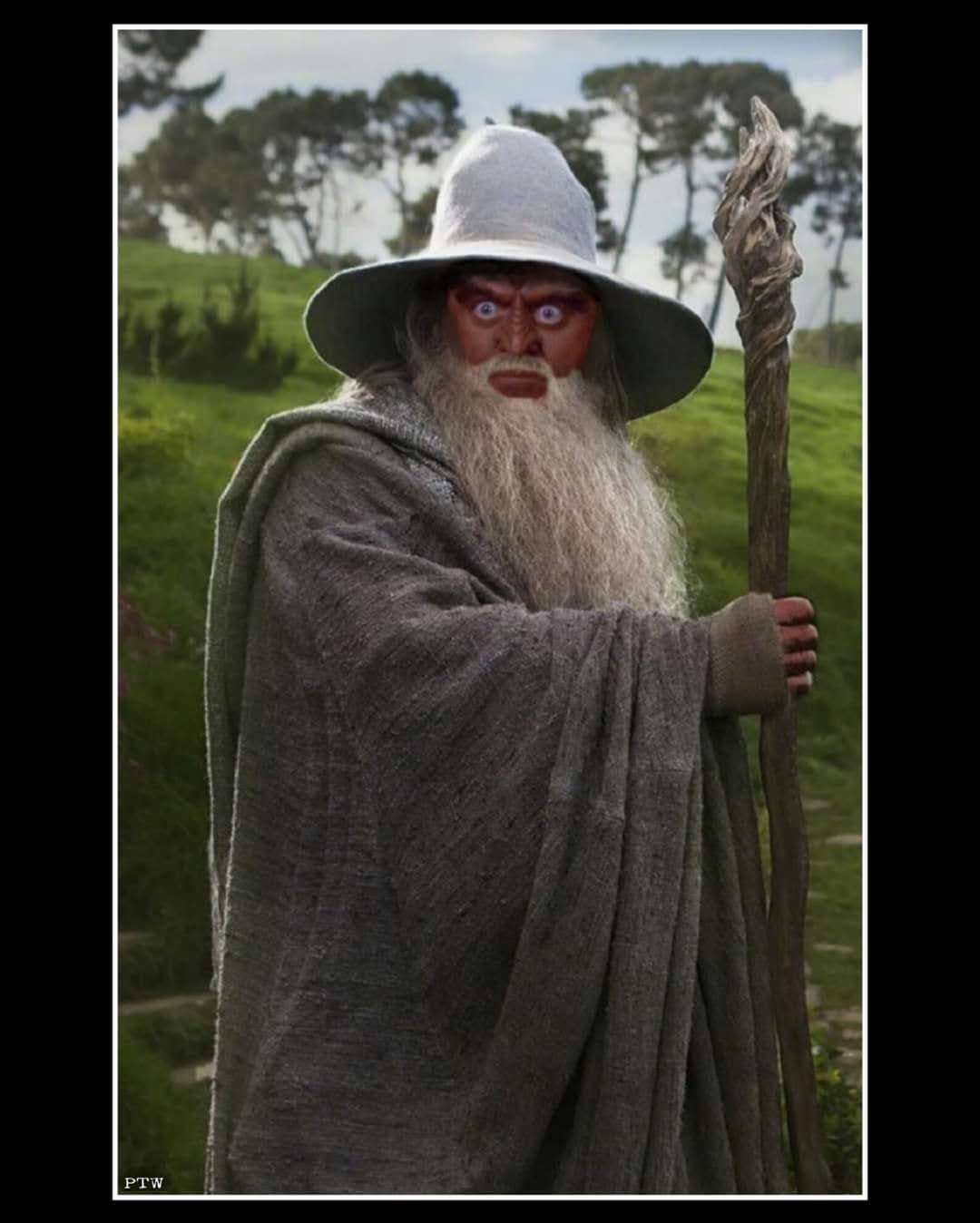 This meme is a photo of a person with a shocked expression, wearing a costume of the character Gandalf from the Lord of the Rings. The image is captioned "I have 3 emails from the IT department".